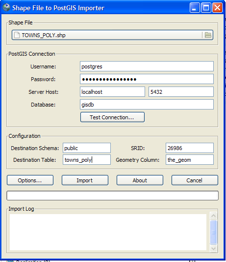 PostGIS shapefile GUI loader